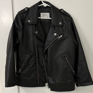 Boys Zara Black Faux Leather Biker Jacket